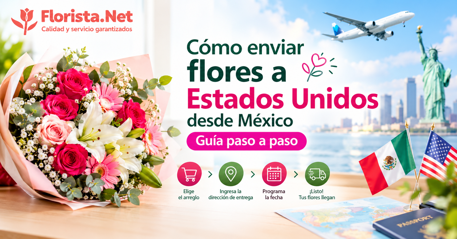 Cómo enviar flores a Estados Unidos desde México: guía paso a paso