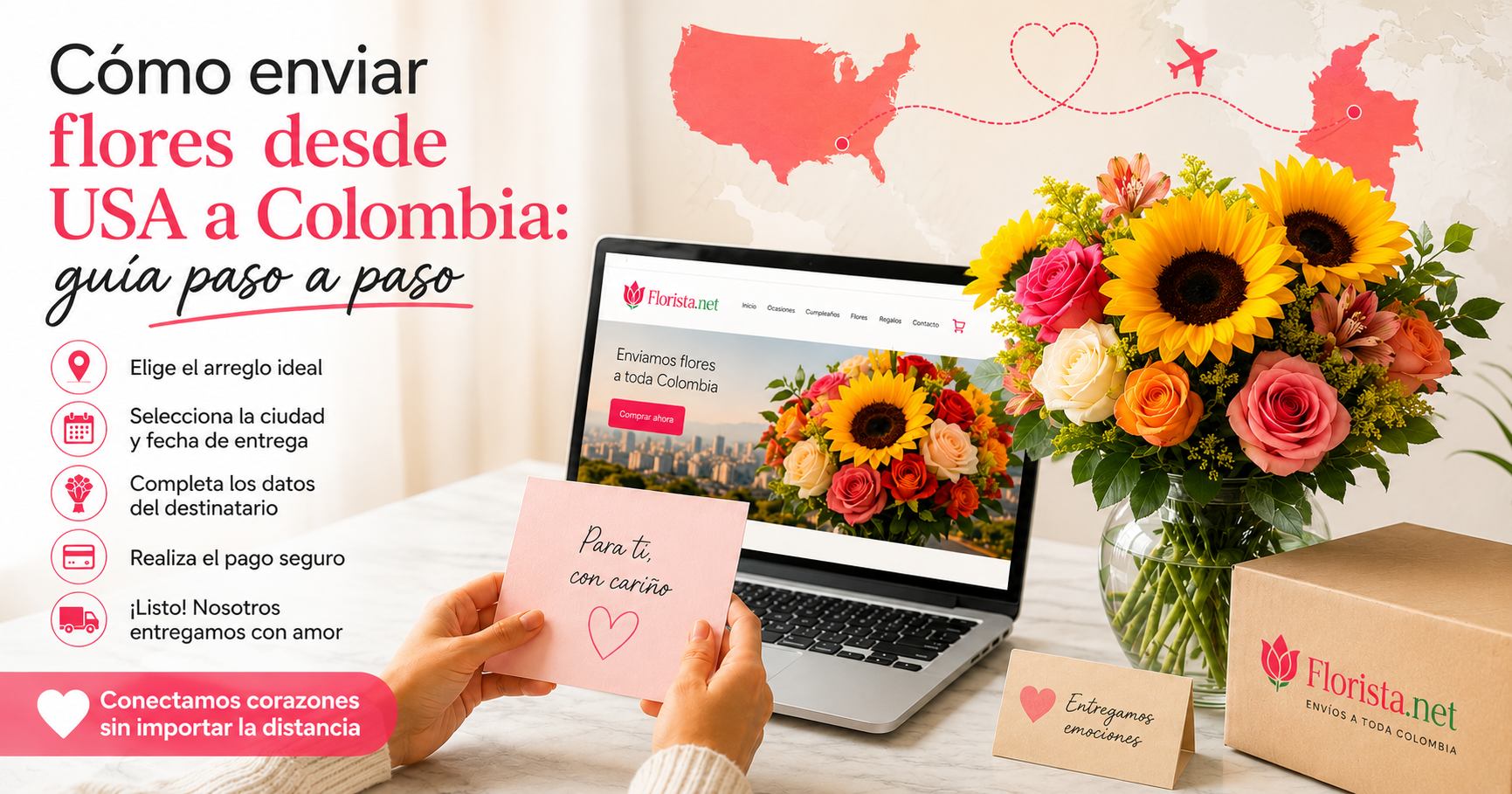 Cómo enviar flores desde USA a Colombia: guía paso a paso